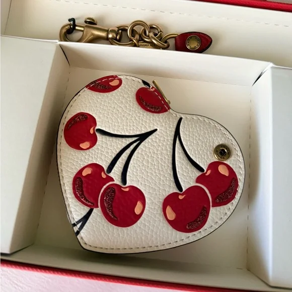 Coach Cherry Heart Coin Purse / Bag Charm NIB - Picture 3 of 4